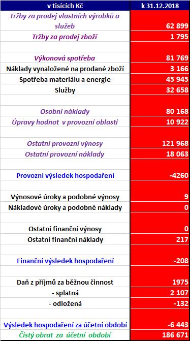 VÝKAZ ZISKU A ZTRÁTY Účetní závěrka v plném rozsahu a výroční zpráva budou po schválení valnou hromadou v