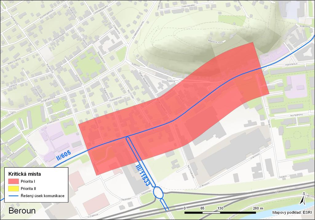 Obr. 5: Situace kritických míst priority I ve městě