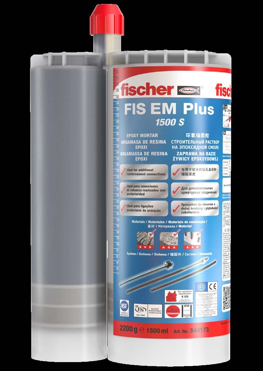Výhody na první pohled Posouzení Upravená receptura epoxidové pryskyřice FIS EM Plus zvyšuje únosnost v tažené i tlačené zóně betonu.