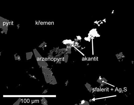 Akantit (argentit) představuje nejzajímavější rudní minerál zdejšího revíru. První zmínky o výskytu argen titu pocházejí od P. Chlupáčka, který jej nalezl na několika zdejších lokalitách.