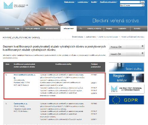 Seznam kvalifikovaných poskytovatelů v ČR http://www.mvcr.