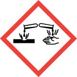 Výstražný symbol nebezpečnosti: Signální slovo: Nebezpečí Standardní věty o nebezpečnosti: H315 Dráždí kůži. H318 Způsobuje vážné poškození očí.