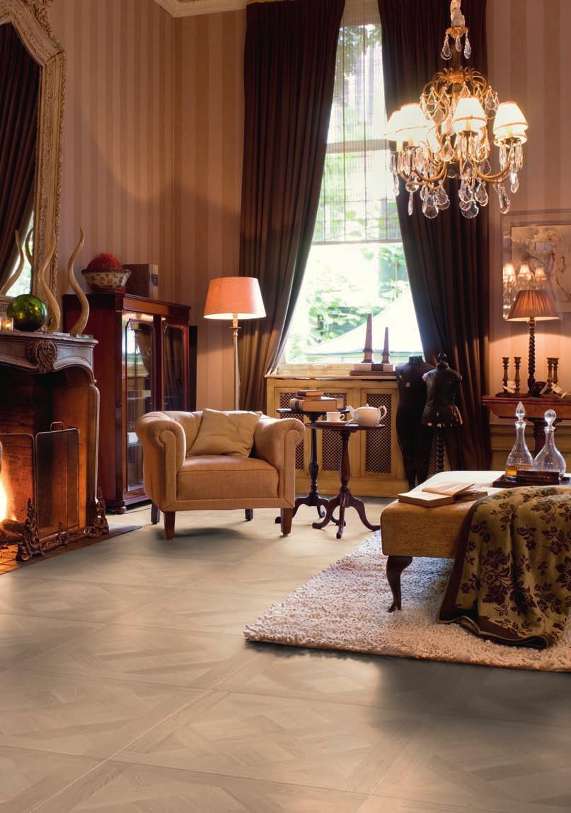OKáZAlé BOHATSTVÍ Tyto bílé olejované dlaždice Versailles jsou zlatým hřebem tohoto majestátního venkovského domu.