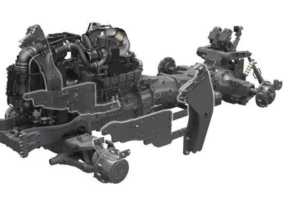 Konstrukce Koncepce traktoru CLAAS: Kombinace dlouhého rozvoru kol a optimálního rozložení hmotnosti (50% vpředu / 50% vzadu) při celkové kompaktní délce zajišťuje vysokou stabilitu i výkonnost.