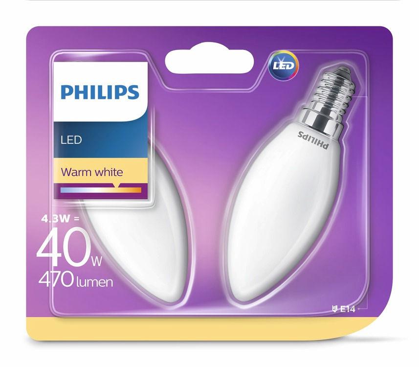 PHILIPS LED Svíčka 4,3 W (40 W) E14 Teplá bílá Nestmívatelné Navržena, aby byla vidět Dobře známé tvary, které se vám líbí.