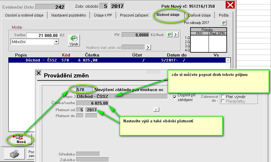 máte na MP 707 přímo v nastavení zadanou sazbu 3000 a dále nastaveno "Kč / měsíc nezávisle na odpracované době, můžete vybráním doporučené mzdové položky zajistit do budoucna správnost výpočtu.