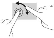 Pomocí pravé ruky posuňte ukazováček klouzavým pohybem od dvanáctky na pomyslném ciferníku hodin ke trojce. Chcete-li položku otočit zpět, posuňte ukazováček v opačném směru, od trojky ke dvanáctce.