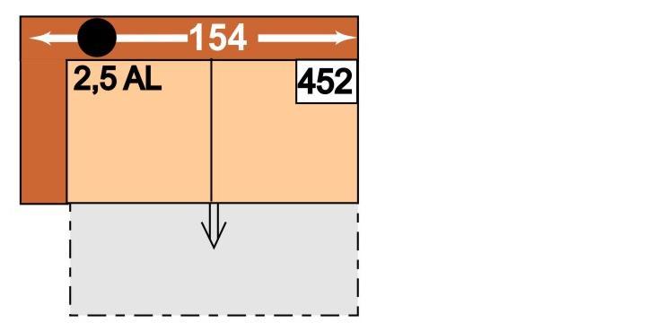 Ploca lůžka: 1 x 0 cm 452 2,5AL 453 2,5AR