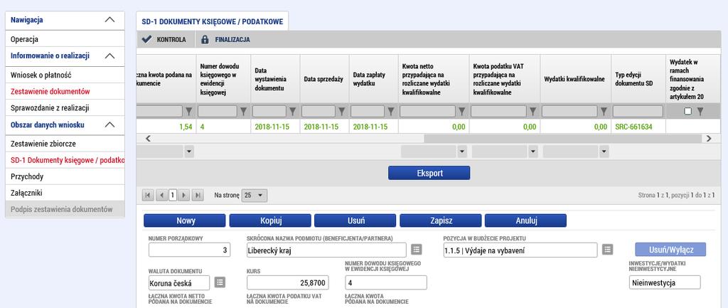 3. Žádost o platbu Žádost o platbu vytváří vedoucí partner projektu poté, co jsou všechny dílčí zprávy a soupisky schváleny