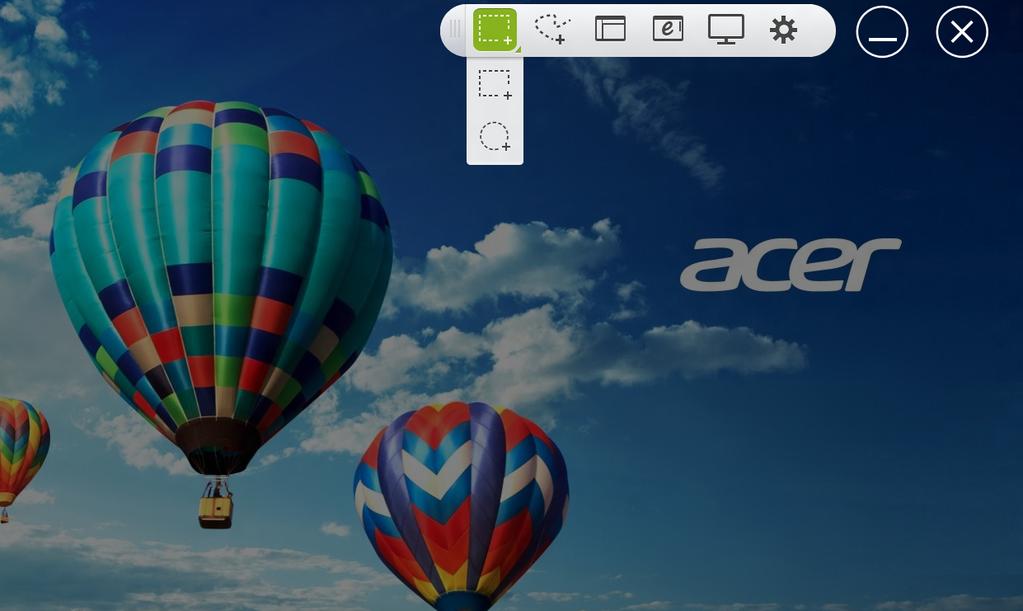 42 - Acer Screen Grasp ACER SCREEN GRASP Acer Screen Grasp je praktický nástroj pro zachycení obrazovky, který vám umožňuje zaznamenat vše nebo část toho, co je vyobrazeno na obrazovce vašeho