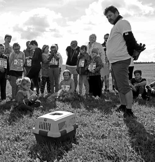 VÝROČNÍ ZPRÁVA 2018 Vypouštění káně lesní za účasti žáků ze základní školy v Jankově. foto: I. Caponio S příjmem veverčích mláďat se z ošetřovatelů stávají rodiče, jejichž práce nekončí ani v noci.