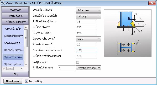 Příklad: Vytvoření patní desky s kotvícím profilem a výztuhami 1. V kartě Rozšířené modelování panelu Přípoje klikněte na. 2.