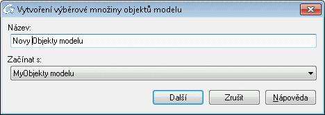 Vyberte objekt modelu ze seznamu v dialogovém panelu.