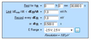 6.1.2 Popis a nastavení pouţitých technik programu EC-Lab Pro zjištění potřebných informací o měřeném elektrochemickém článku byly pouţity měřící techniky OCV (open circuitvoltage) a GCPL