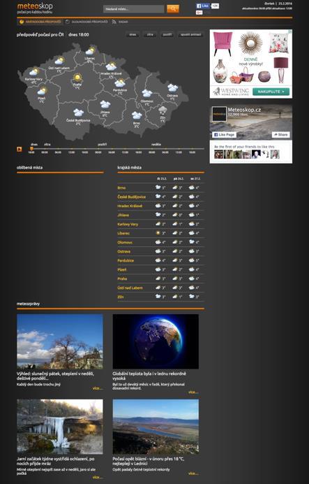 meteoskop.cz Portál zaměřený na předpověď počasí, rozdělení také dle regionu.