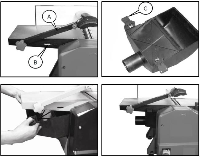 Před použitím stroje instalujte kryt nožového válce a plastové díly odsávacího systému dle způsobu použití (hoblovka/protah).