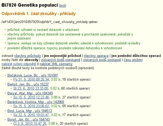 Využití odpovědníků zkušební testy Bi7820 Genetika