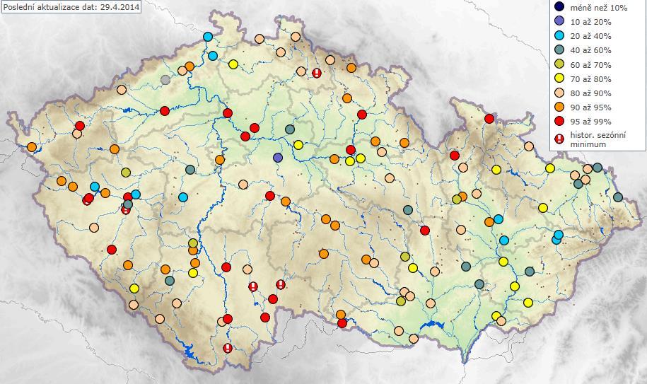 G. Vyhodnocení stavu sucha Vzhledem k lokálním bouřkám a přeháňkám došlo k navýšení vodností u většiny profilů, zejména pak v povodí Moravy.