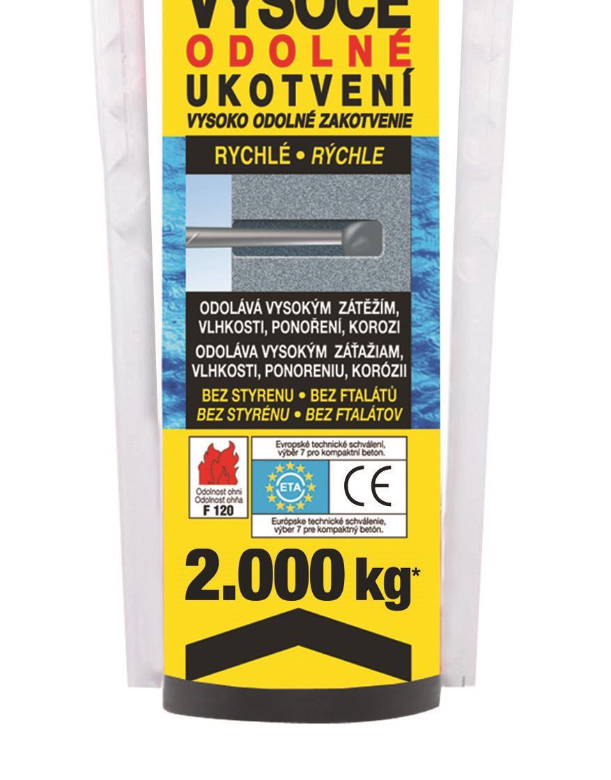 Technické parametry - Neexpanduje, umožňuje kotvení do křehkých podkladů nebo blízko rohů. - Vysoké zatížení. - Odolává vibracím a špatným povětrnostním podmínkám.