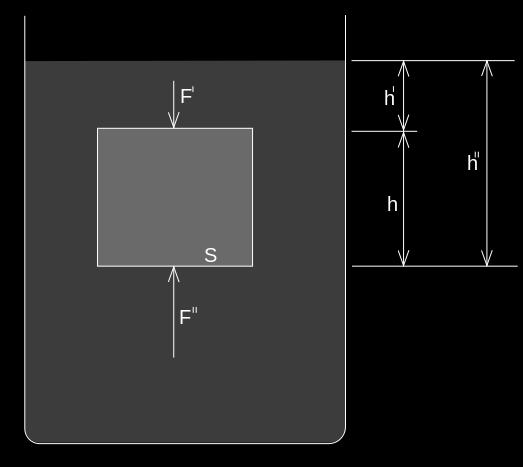 ρ. g. S) ( h. ρ. g. S) = = (h - h ). S. ρ. g = h.s.ρ.g = V.ρ.g ARCHIMÉDŮV ZÁKON: TĚLESO PONOŘENÉ DO TEKUTINY JE