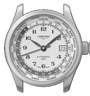 300 L635 24 časových pásem Samonatahovací hodinky Používání hodinek Longines s 24 časovými pásmy Vytáhněte korunku do polohy 3. Vteřinová ručka se zastaví.