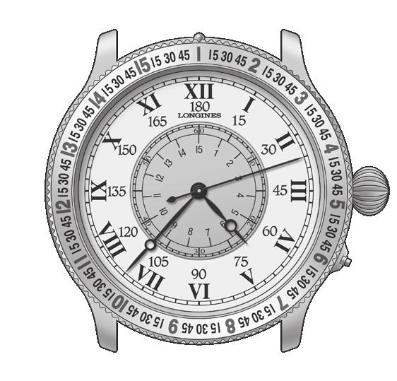 Samonatahovací hodinky L699 THE LINDBERGH HOUR ANGLE WATCH 305 Jak funguje číselník k určení polohy Konstrukce hodinek Lindbergh s hodinovým úhlem (The Lindbergh Hour Angle Watch) je založena na