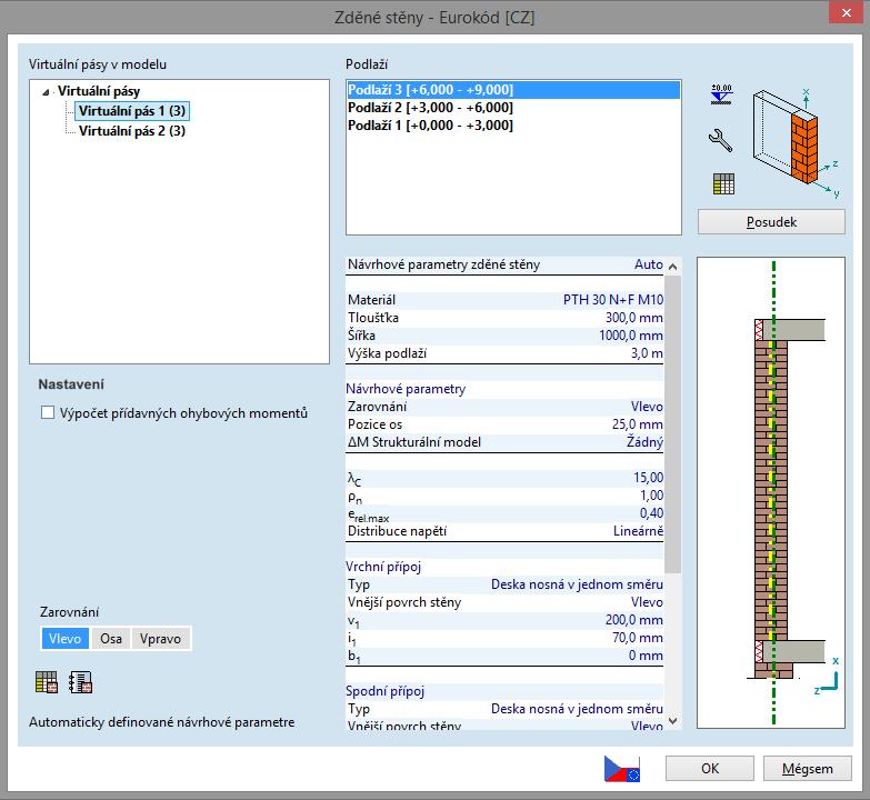 Automatické návrhové parametry Po definování podlaží program automaticky zjistí základní parametry podle konstrukčního modelu.