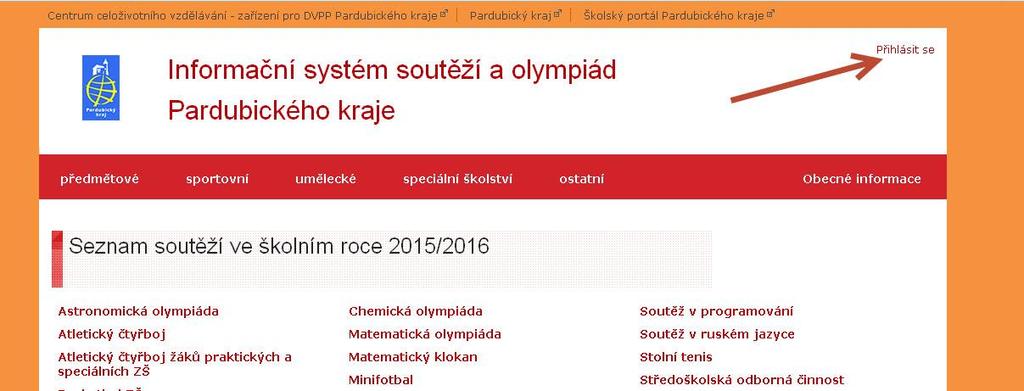 1. Přihlašte se do Informačního systému soutěží a