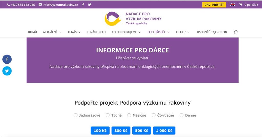 a od října 2018 jsou peněžní prostředky z veřejné sbírky deponovány na bankovní účet č. 2901516003/2010, vedený u FIO banky, a.s., pobočka Dolní nám. 20, Olomouc.