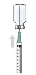 Příprava injekce Nyní můžete připravit injekci přípravku ILARIS 14. Očistěte gumovou zátku lahvičky obsahující roztok přípravku ILARIS novým alkoholovým tamponem. 15.