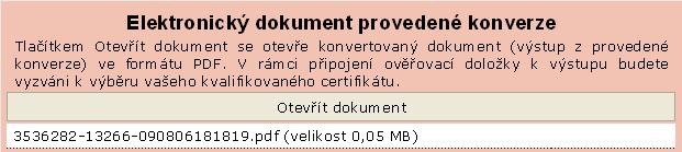 4.2.1.3. Finální skenování předlohy Jestliže se náhled jeví jako čitelný, sejměte předlohu na čisto stiskem tlačítka Skenovat. 4.3. Konverze předloh do formátu PDF Sejmuté předlohy ať ji skenerem nebo ze souborů jsou zkonvertovány do souboru ve formátu PDF.