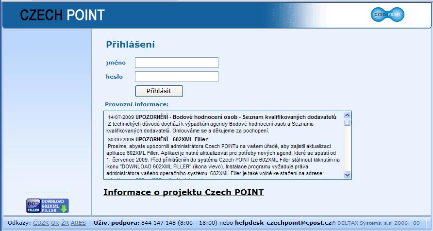 1.2. Volba formuláře Po přihlášení se v následujícím okně zobrazí nabídka formulářů.