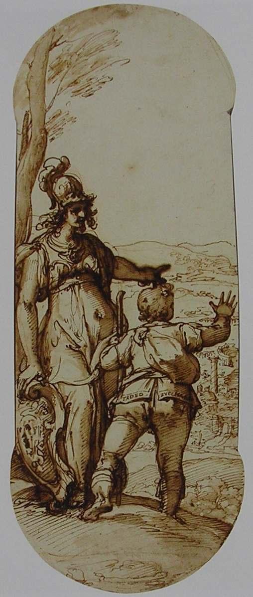 Obr. 4 Federico Zuccari, Pallas Athena ukazuje Taddeovi výhled na Řím.