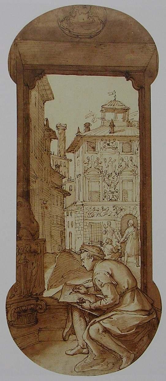 Obr. 13 Federico Zuccari, Taddeo kreslící podle antických předloh a podle