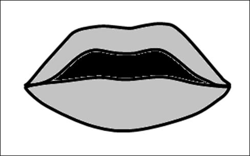 Přední část hřbetu jazyka je zdvižena proti paterní klenbě v oblasti přední části tvrdého patra (obr. 18). Při artikulaci samohlásky *e:+ je špička jazyka nasměrována za dolní řezáky.
