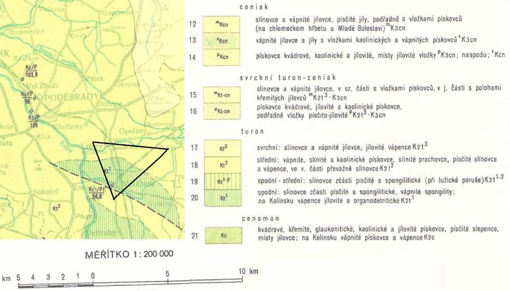 3 GEOLOGICKÉ POMĚRY 3.1 Přehled geologických a hydrologických poměrů Předkvartérní podklad v dotčeném území tvoří horniny mezozoika (křídy), zastoupené zde jednak spodním turonem, tj.