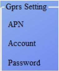 3. Vložte všechny údaje GPRS APN (Název přístupového bodu), Account (Účet) a Password (Heslo) 4. Zadejte informace o odesílateli e-mailu v tabulce a nabídce 5.