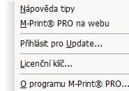 Menu Nápověda Nápověda tipy Prostřednictvím tohoto menu vyvoláte online nápovědu.