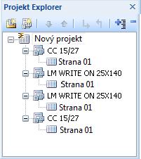 Okno Projekt Explorer Pro zobrazení, resp. skrytí hladin vyberte v liště menu poloţky menu Náhled > Projekt. Otevřel-li se projekt, zobrazí se v Projekt Exploreru včetně příslušných podprojektů.