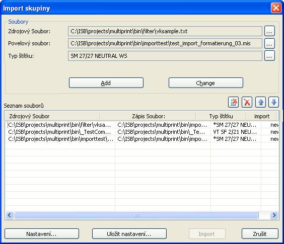 Import skupiny Import skupiny je automatizovaný import. K dispozici jsou následující moţnosti: Import jednoho nebo více různých zdrojových souborů.