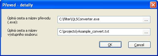 Zůstane-li pole výstupního souboru prázdné, převezme se cesta vstupního souboru a k názvu souboru vstupu se připojí koncovka "convert".