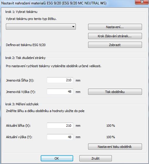 Nastavit nahrazení materiálů Pro nastavení okrajů stránky MultiCard a posuvu MultiCard