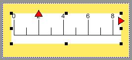 Poznámka k zobrazení Objeví-li se při zobrazení stupnice červené trojúhelníky, nehodí se zvolené hodnoty do rozměrů prvku stupnice. V tomto případě se musí prvek myší v zobrazených směrech zvětšit.