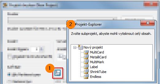 Tisk subprojektů V dialogovém okně tisku lze navolit cílený tisk subprojektů a jejich obsahu. Viz kapitola: Vyvolání menu tisku. 1.