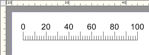Příklad 2: Obrázek ukazuje stupnici s lineárním průběhem hodnot a s následujícími vlastnostmi: Délka stupnice 20 mm Nulový bod stupnice vlevo 2 mm Nulový bod stupnice nahoře 5 mm Výška stupnice