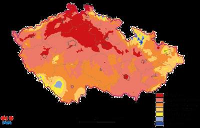 VÝSLEDKY Povodí Lužnice Obr. 3. Rozdíl sumy srážek a potenciální evapotranspirace travního porostu v mm za duben až září 8 [3] Fig. 3. Difference rainfall-potential evapotranspiration in mm (April September 8) [3] Obr.