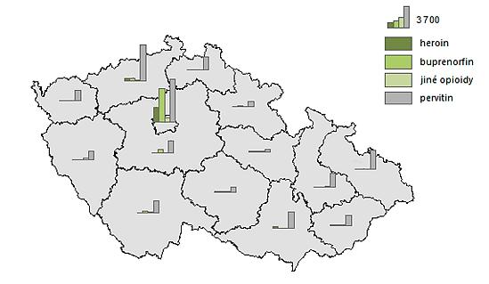 Problémové užívání opiátů a pervitinu Odhadovaný počet