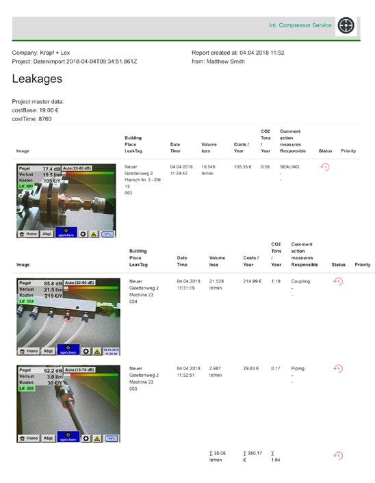 počítače v softwaru CS Leak Reporter při vystavování reportu: fotografie místa úniku