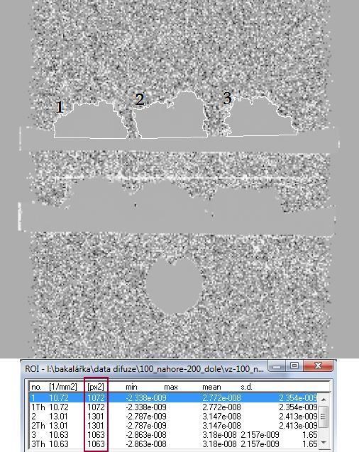 V programu Marevisi 8.2. se výsledné obrazy po spojení postupně otevíraly a vyznačovaly se v nich jednotlivé shluky s danou koncentrací Pb.