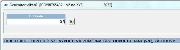 2. Generování řádného daňového přiznání Pro správné generování řádného měsíčního daňovém přiznání je nutné vyplnit masku omezení měsíce OD a DO stejnou hodnotou.